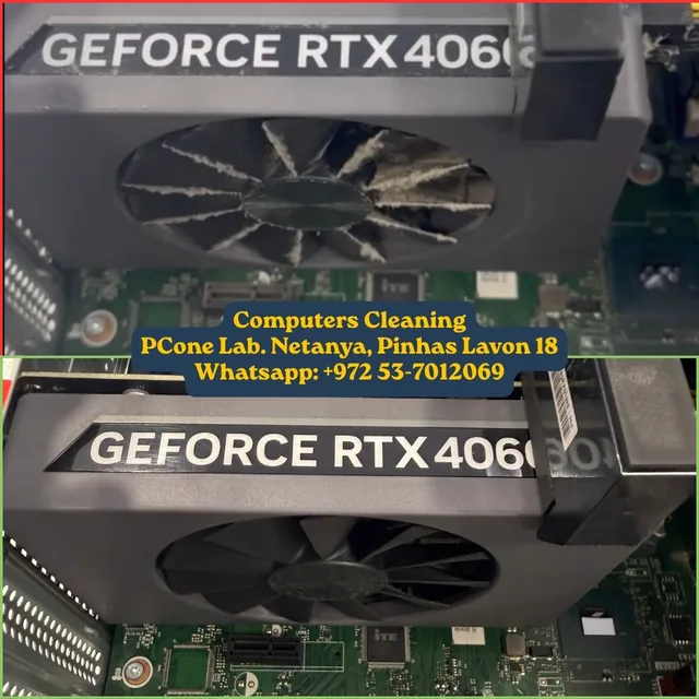 ניקוי כרטיס מסך RTX 4060 לפני ואחרי